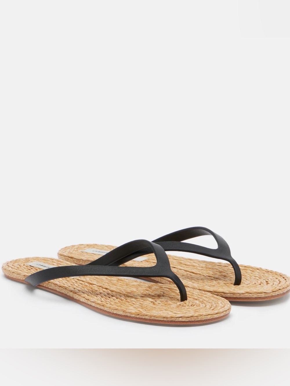 CHRISTOPHER ESBER Palma leather and raffia thong sandals size 37
